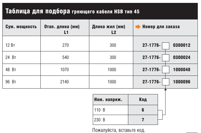 Кабель MSHex для подогрева в режиме останова